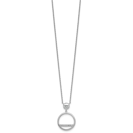 Sterling Silver Rhodium-plated Polished CZ Divided Circle 17.75 inch Necklace