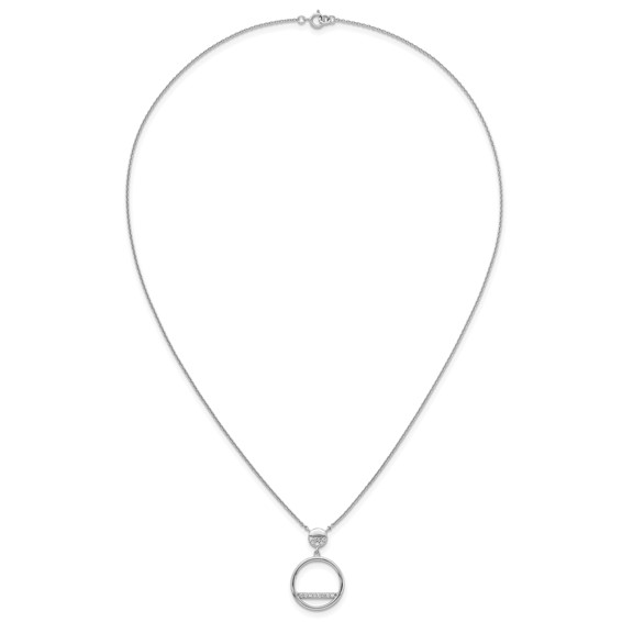 Sterling Silver Rhodium-plated Polished CZ Divided Circle 17.75 inch Necklace