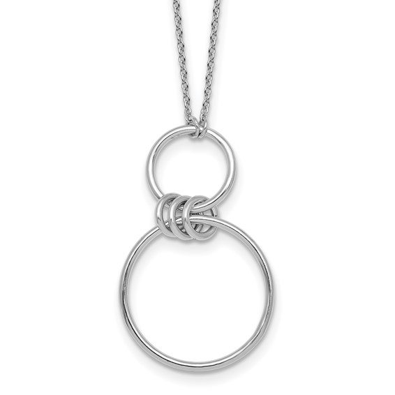 Sterling Silver Rhodium-plated Polished Circles 17.75 inch Necklace