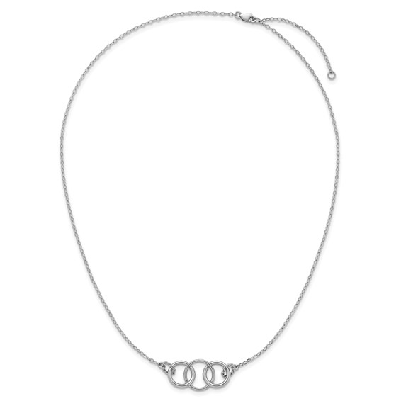 Sterling Silver Rhodium-plated Polished Twisted Ovals and 3 Circles 18.5 inch with 2 inch Extender Necklace