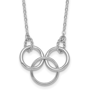 Sterling Silver Rhodium-plated Polished Twisted Ovals and 3 Circles 18.5 inch with 2 inch Extender Necklace