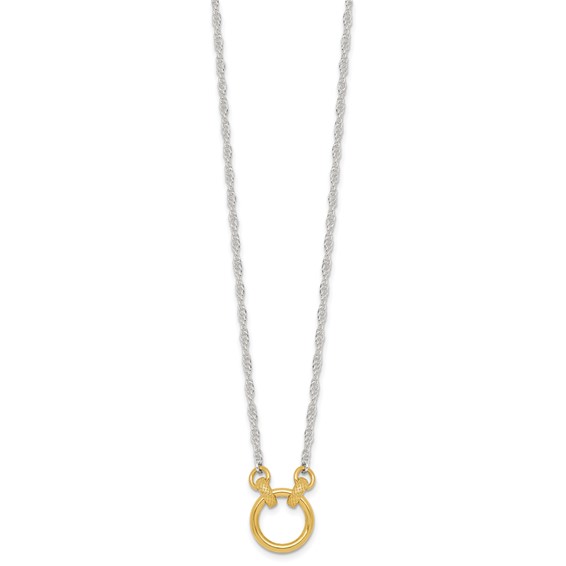 Affordable Expressions Sterling Silver with Gold-tone Polished and Textured Circle 16 inch Link Necklace