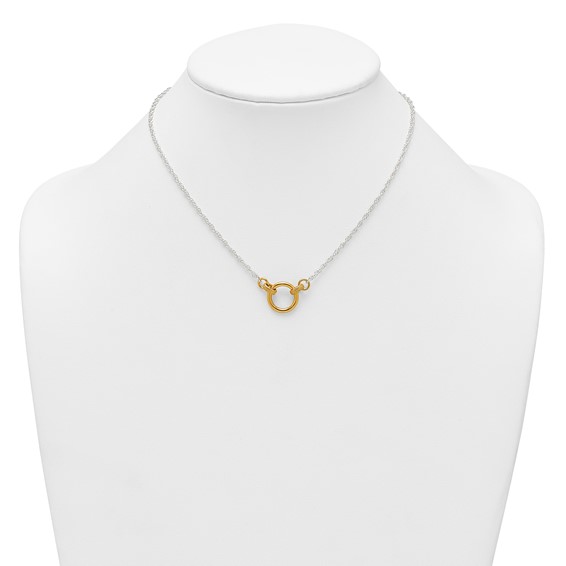 Affordable Expressions Sterling Silver with Gold-tone Polished and Textured Circle 16 inch Link Necklace