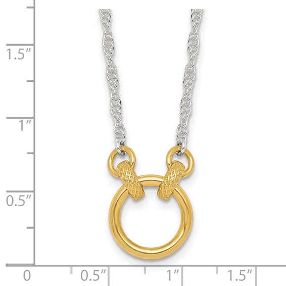 Affordable Expressions Sterling Silver with Gold-tone Polished and Textured Circle 16 inch Link Necklace