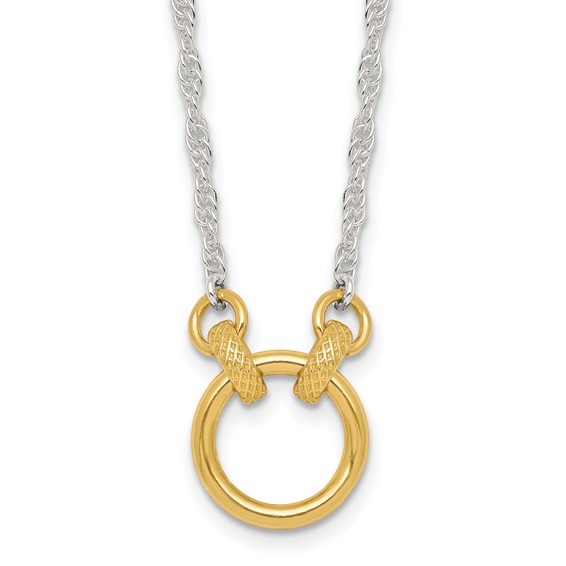 Affordable Expressions Sterling Silver with Gold-tone Polished and Textured Circle 16 inch Link Necklace