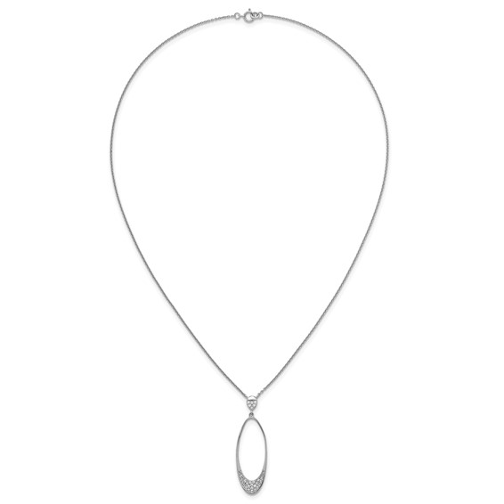 Sterling Silver Rhodium-plated Polished CZ Oval 17.75 Inch Necklace