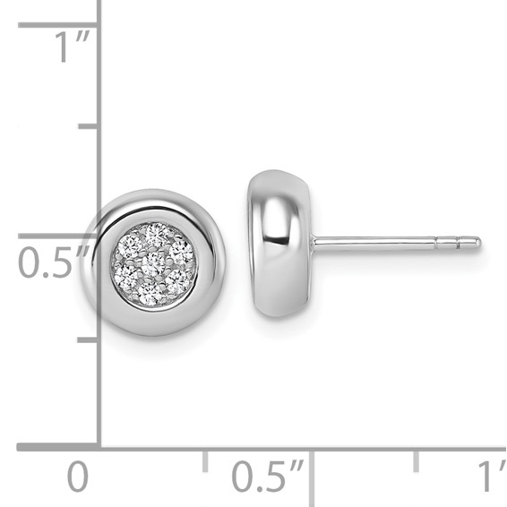 Sterling Silver Rhodium-plated CZ Round Cluster Post Earrings