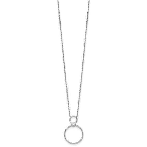 Sterling Silver Rhodium-plated Polished CZ Two Circles 17.75 inch Necklace