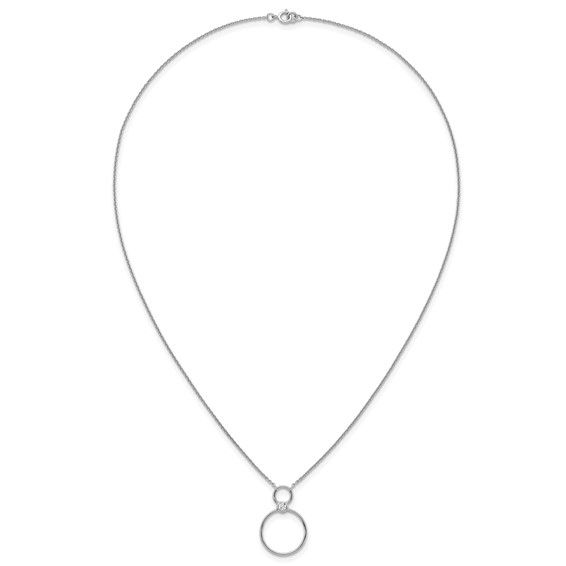 Sterling Silver Rhodium-plated Polished CZ Two Circles 17.75 inch Necklace