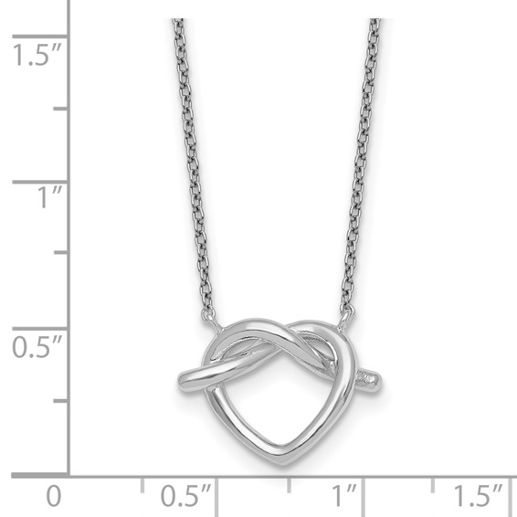Sterling Silver Rhodium-plated Polished Knot Heart 17.75 Inch Necklace