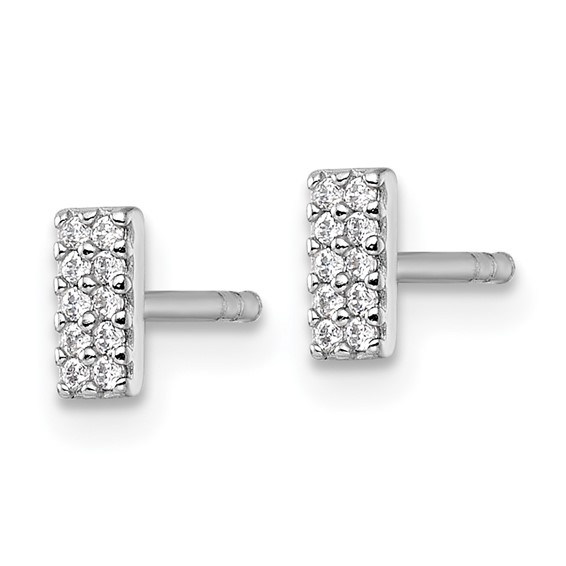 Sterling Silver Rhodium-plated Polished CZ Bar Post Earrings