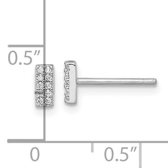 Sterling Silver Rhodium-plated Polished CZ Bar Post Earrings