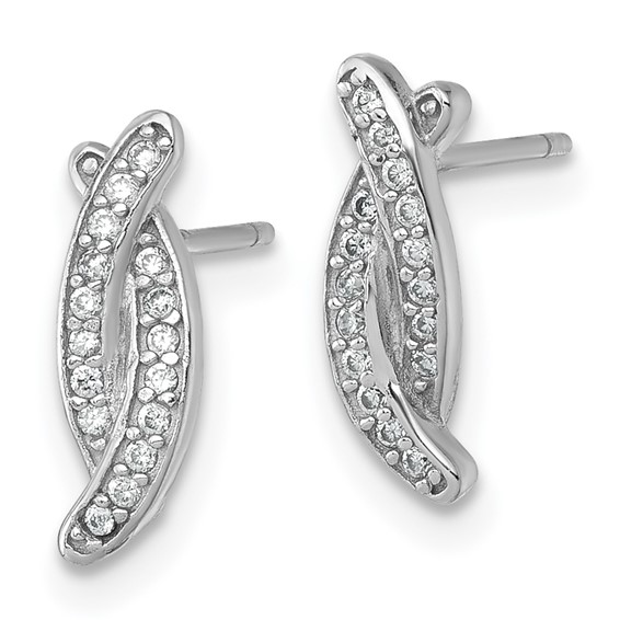 Sterling Silver Rhodium-plated Polished Fancy CZ -X- Post Earrings