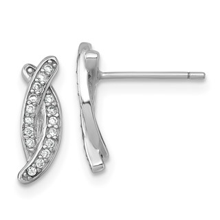 Sterling Silver Rhodium-plated Polished Fancy CZ -X- Post Earrings