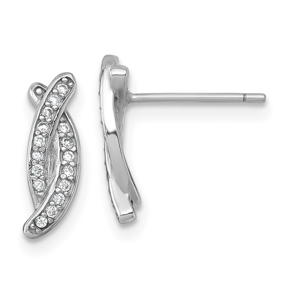 Sterling Silver Rhodium-plated Polished Fancy CZ -X- Post Earrings