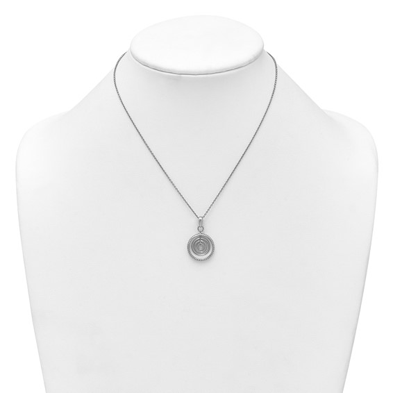 Sterling Silver Rhodium-plated Polished and Textured Multi-Circle Dangle 16 inch with 1 inch Extender Necklace