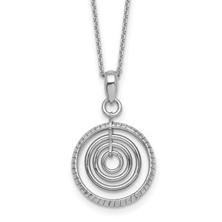 Sterling Silver Rhodium-plated Polished and Textured Multi-Circle Dangle 16 inch with 1 inch Extender Necklace