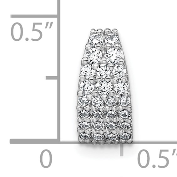 Sterling Silver Rhodium-plated Polished Pave CZ Curved and Tapered Chain Slide Pendant