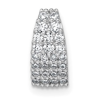 Sterling Silver Rhodium-plated Polished Pave CZ Curved and Tapered Chain Slide Pendant