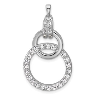 Sterling Silver Rhodium-plated Polished CZ Two Circle Pendant