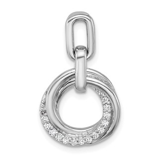 Sterling Silver Rhodium-plated Polished White CZ Circle Twist Pendant