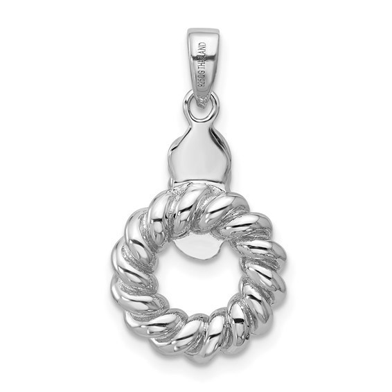 Sterling Silver Rhodium-plated Polished Twisted Circle Pendant