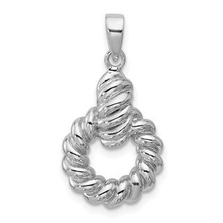 Sterling Silver Rhodium-plated Polished Twisted Circle Pendant