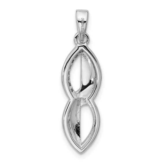 Sterling Silver Rhodium-plated Polished Ovals CZ Pendant