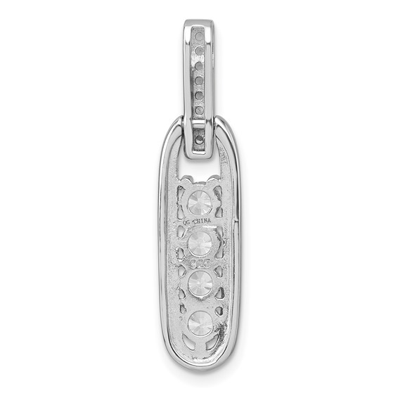 Sterling Silver Rhodium-plated Polished CZ Elongated Oval Pendant