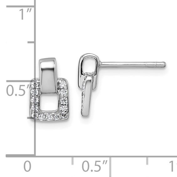 Sterling Silver Rhodium-plated Polished CZ Square Post Earrings