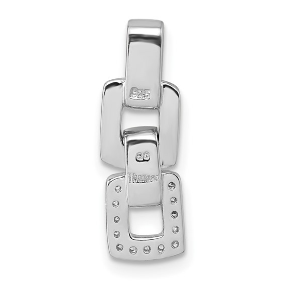 Sterling Silver Rhodium-plated Polished White CZ Double Square Pendant