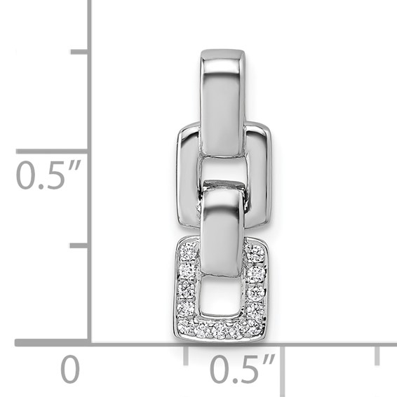 Sterling Silver Rhodium-plated Polished White CZ Double Square Pendant