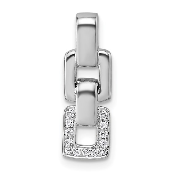 Sterling Silver Rhodium-plated Polished White CZ Double Square Pendant