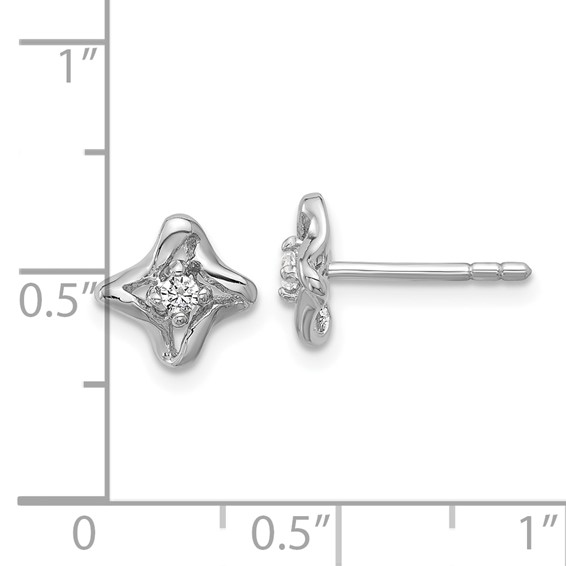 Sterling Silver Rhodium-plated Polished CZ Twisted Post Earrings