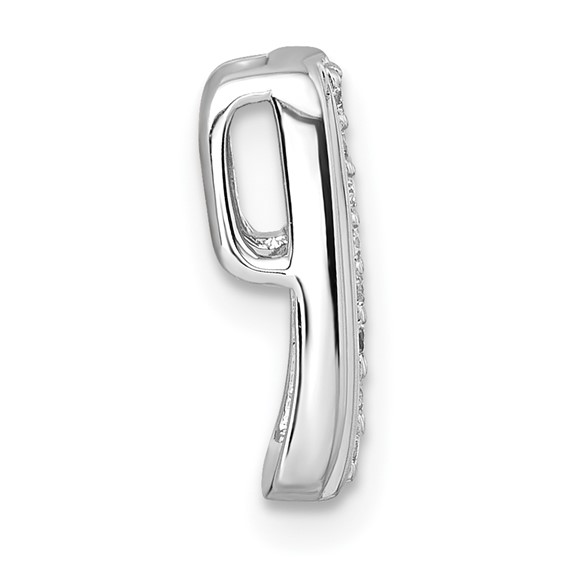 Sterling Silver Rhodium-plated Polished White CZ Chain Slide Pendant