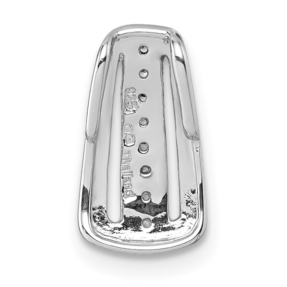 Sterling Silver Rhodium-plated Polished White CZ Chain Slide Pendant