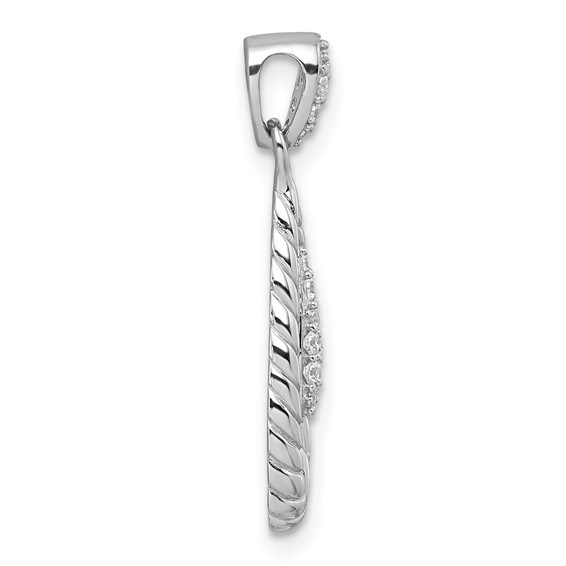 Sterling Silver Rhodium-plated Polished CZ Twisted Teardrop Pendant