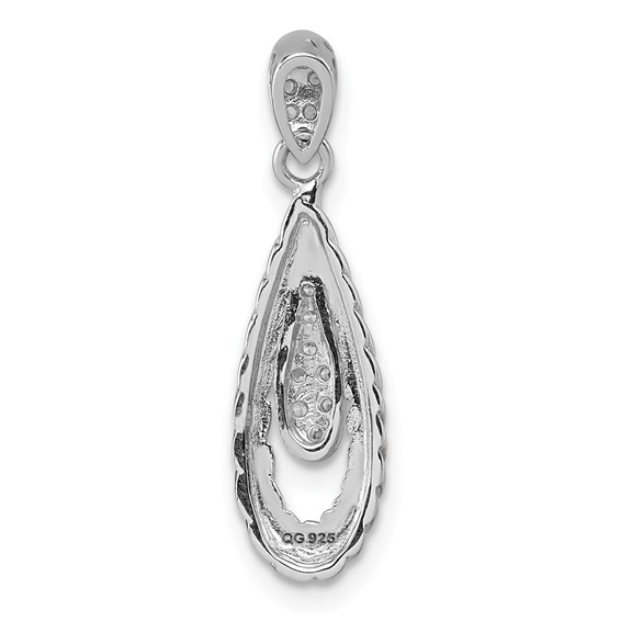 Sterling Silver Rhodium-plated Polished CZ Twisted Teardrop Pendant