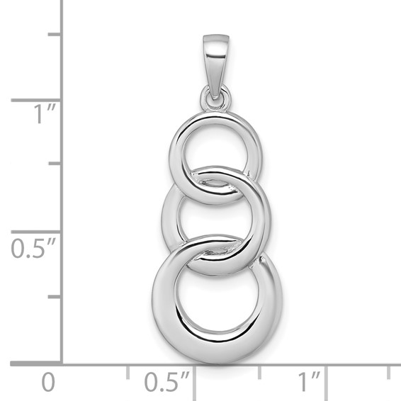 Sterling Silver Rhodium-plated Polished Triple Circle Pendant