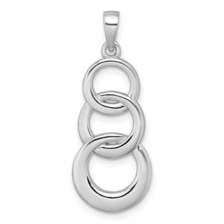 Sterling Silver Rhodium-plated Polished Triple Circle Pendant