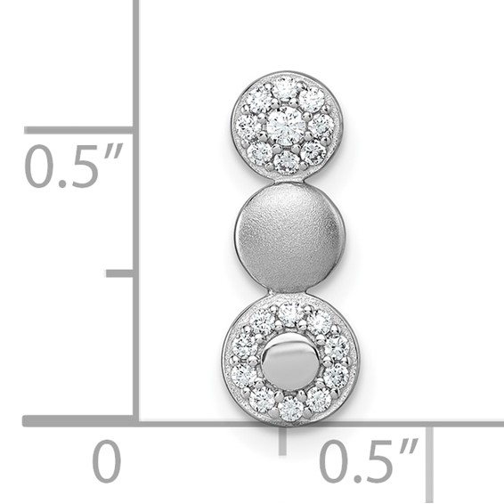 Sterling Silver Rhodium-plated Polished and Satin CZ  3-Circles Chain Slide Pendant