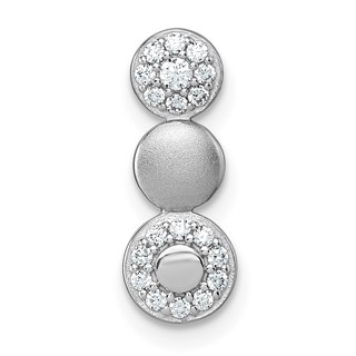 Sterling Silver Rhodium-plated Polished and Satin CZ  3-Circles Chain Slide Pendant