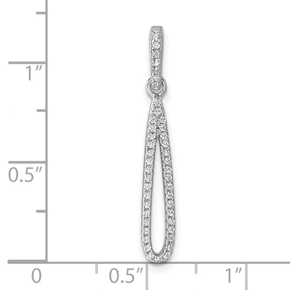 Sterling Silver Rhodium-plated CZ Oval Dangle Pendant