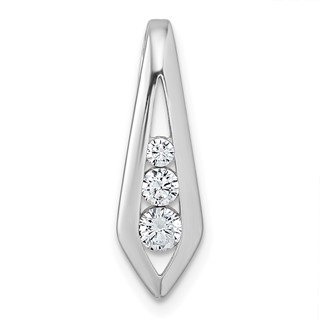 Sterling Silver Rhodium-plated Polished Fancy CZ Kite-shaped Chain Slide Pendant