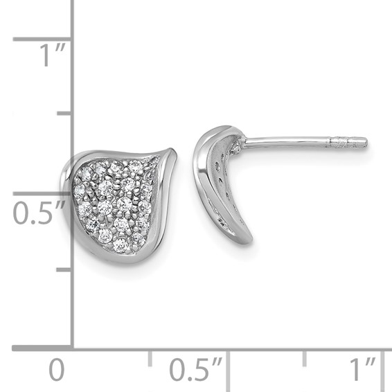 Sterling Silver Rhodium-plated Polished Fancy Curved CZ Post Earrings