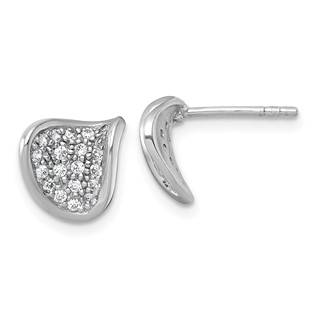 Sterling Silver Rhodium-plated Polished Fancy Curved CZ Post Earrings