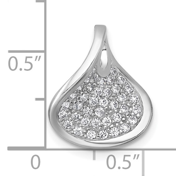 Sterling Silver Rhodium-plated Polished Fancy Curved CZ Pendant