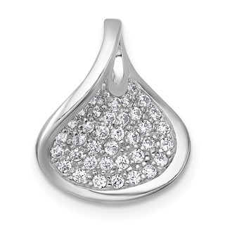 Sterling Silver Rhodium-plated Polished Fancy Curved CZ Pendant