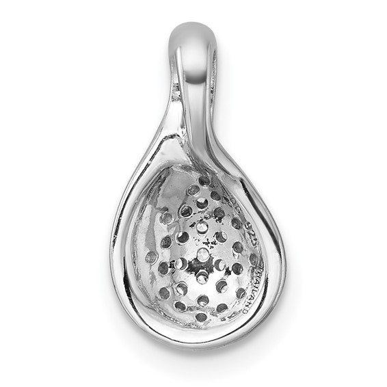 Sterling Silver Rhodium-plated Polished Fancy Teardrop CZ Chain Slide Pendant