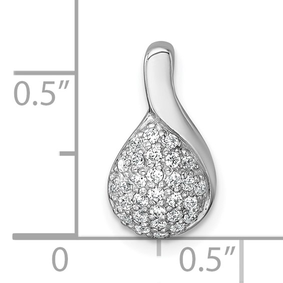 Sterling Silver Rhodium-plated Polished Fancy Teardrop CZ Chain Slide Pendant